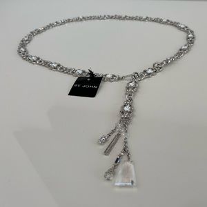 ST. JOHN SILVER CHAIN CRYSTAL BELT SIZE S NWOTS!